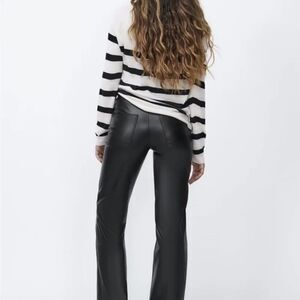 NWT Zara 90’s Wide Leg Pleather Black Pant Sz 14 Womens